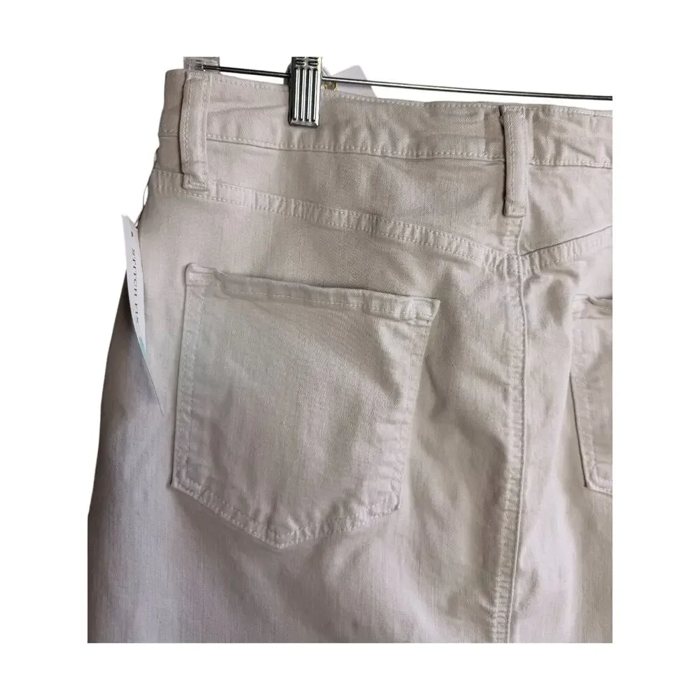 Just Black Denim A-Line Mini Skirt NWT Oat Beige Neutral Large Raw Released Hem